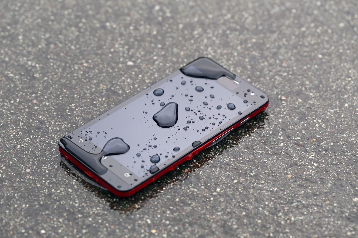 Submerged smart phone.